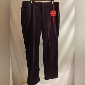 CHARTER CLUB 'SLIM IT UP' CORDUROY 5 POCKET JEANS 16R USA EGGPLANT (NWT)